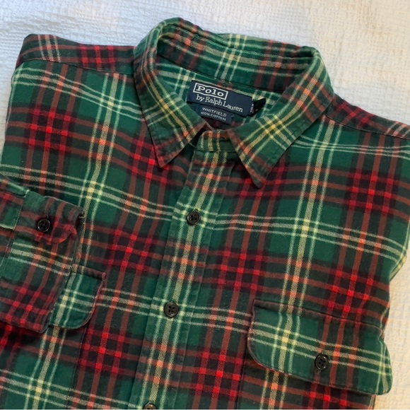 Polo Ralph Lauren Men’s Whitfield Plaid Flannel Shirt Green/Red XL - Picture 1 of 6